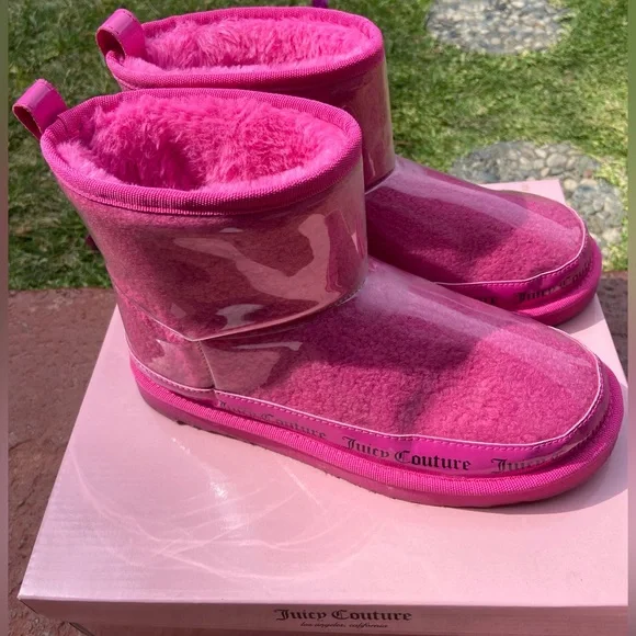 Juicy Couture Glossy Pink Winter Boots Size 8 - Picture 5 of 8